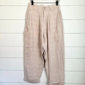 NWT Easel 100% cotton beige/blush pink parachute wide pants with texture design